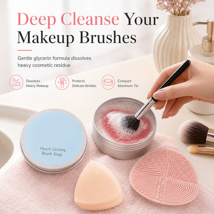 Tragbare, feste Reinigungsseife für Make-up-Pinsel und -Schwämme, geeignet für Puderquasten und Beauty-Blender