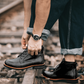 Ideales Geschenk - Vintage, lässige, wasserdicht, rutschfeste Stiefel aus Leder mit Fußgewölbestütze für Herren
