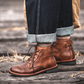 Ideales Geschenk - Vintage, lässige, wasserdicht, rutschfeste Stiefel aus Leder mit Fußgewölbestütze für Herren