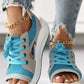 Neue Muffin-Sandalen mit Kontrastnähten und Hohlriemen