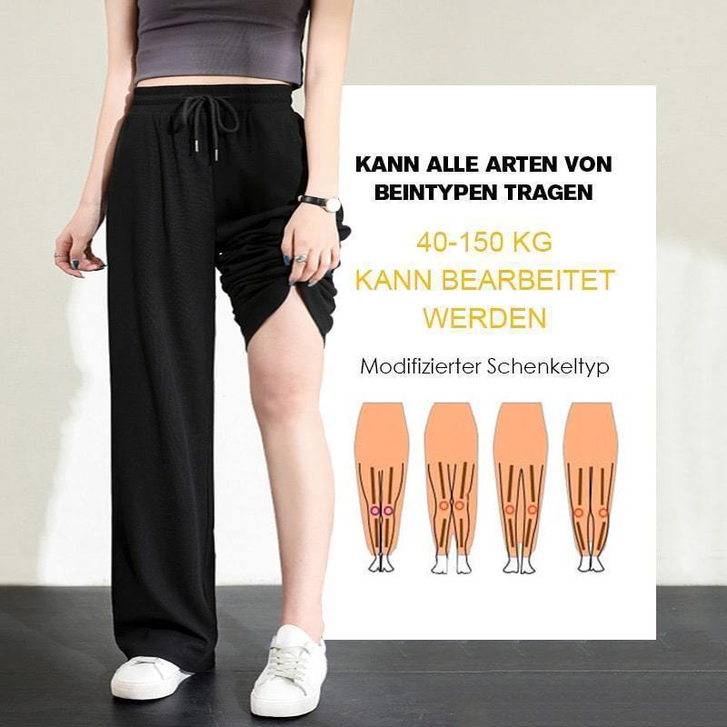 Damen Eis Seide Weites Bein Hose-4