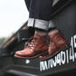 Ideales Geschenk - Vintage, lässige, wasserdicht, rutschfeste Stiefel aus Leder mit Fußgewölbestütze für Herren