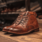 Ideales Geschenk - Vintage, lässige, wasserdicht, rutschfeste Stiefel aus Leder mit Fußgewölbestütze für Herren