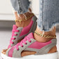 Neue Muffin-Sandalen mit Kontrastnähten und Hohlriemen