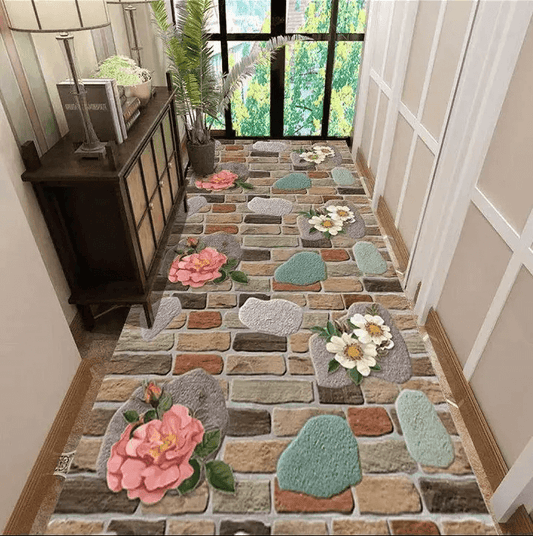 🔥【limited time 50% discount】Cut-out 3D Teppich mit floralem Bodenbelag