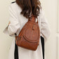 Women's Braided Clamshell Leather Backpack Convertible Crossbody Bag - Gift Choice
