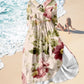 Damen Vintage Botanical Floral Design Print Lace-Up Kleid
