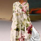 Damen Vintage Botanical Floral Design Print Lace-Up Kleid